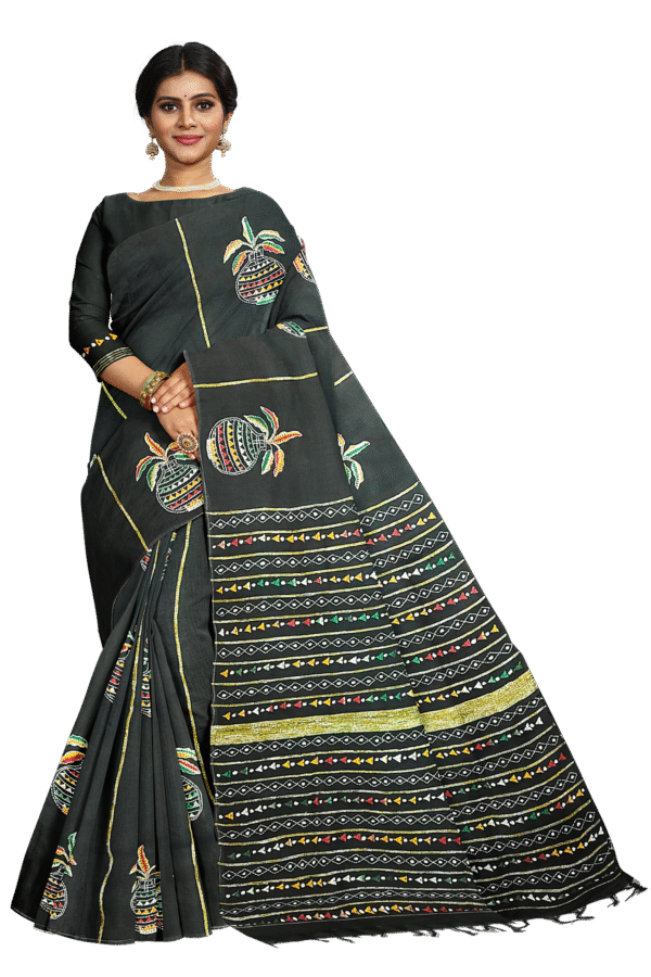 kantha work cotton saree