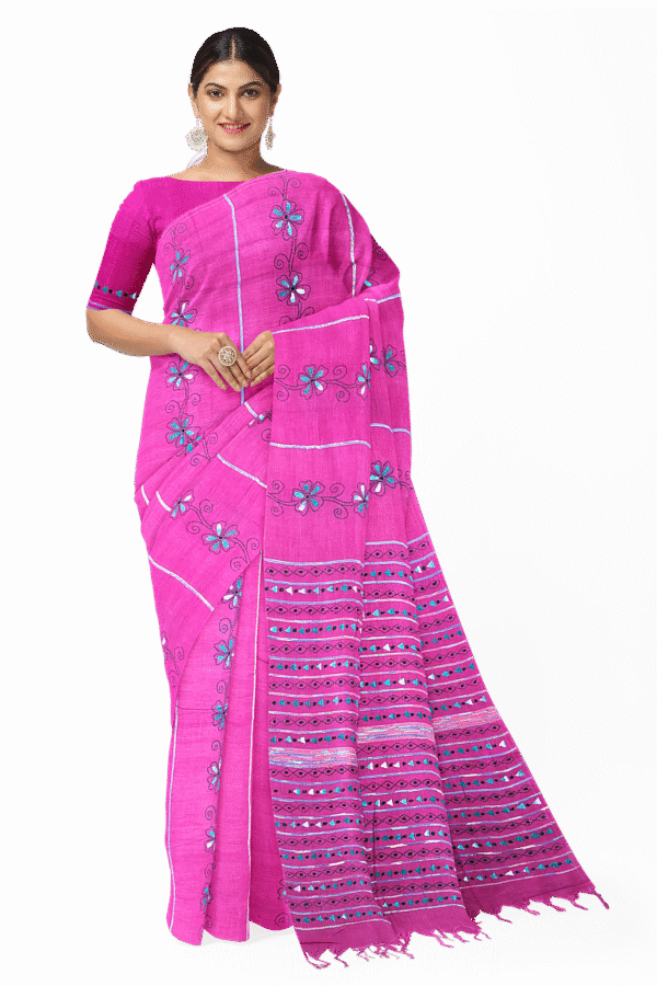 kantha work cotton saree