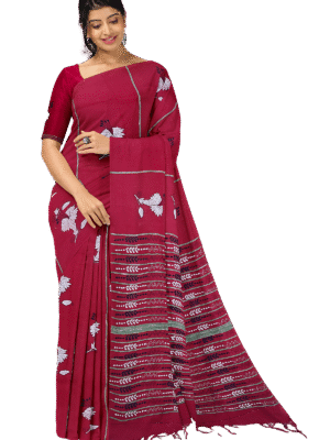 kantha embroidered cotton saree