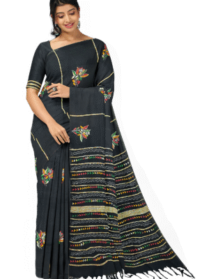 kantha stitch cotton saree
