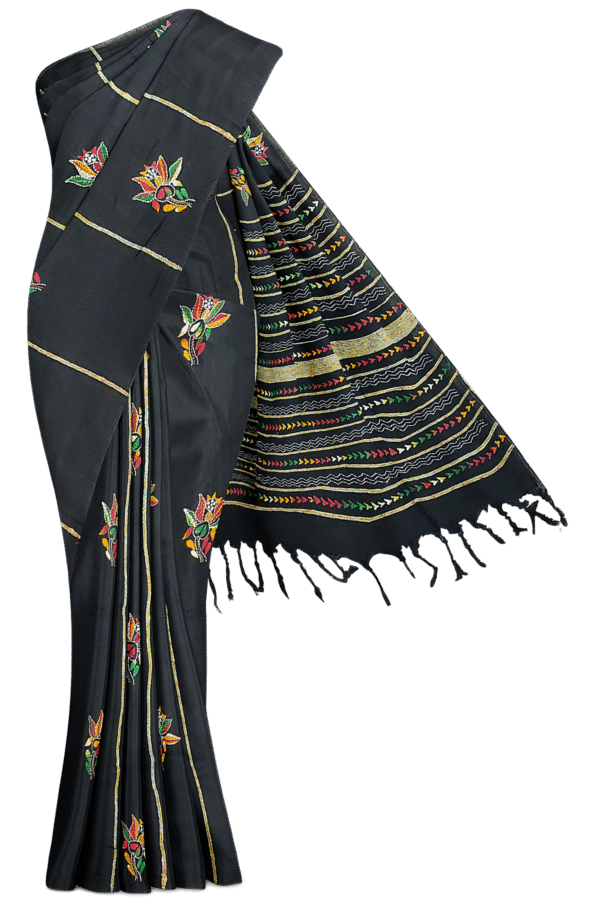 Kantha Stitched Cotton Saree - Image 5