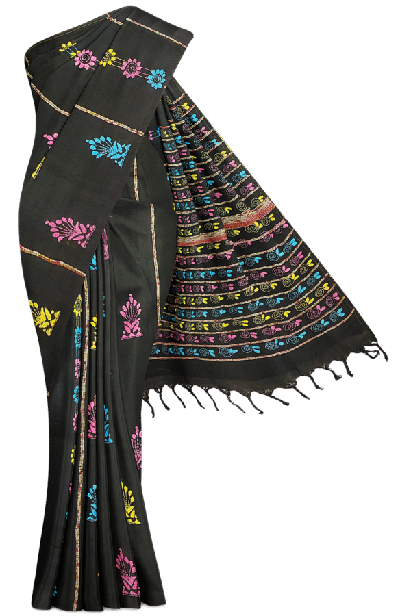 Kantha Stitched Cotton Saree - Image 6