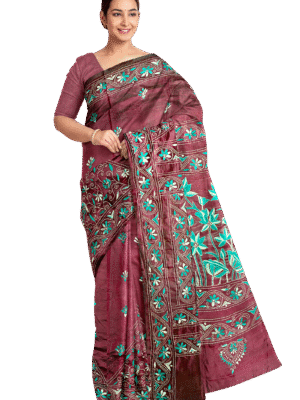 kantha work saree