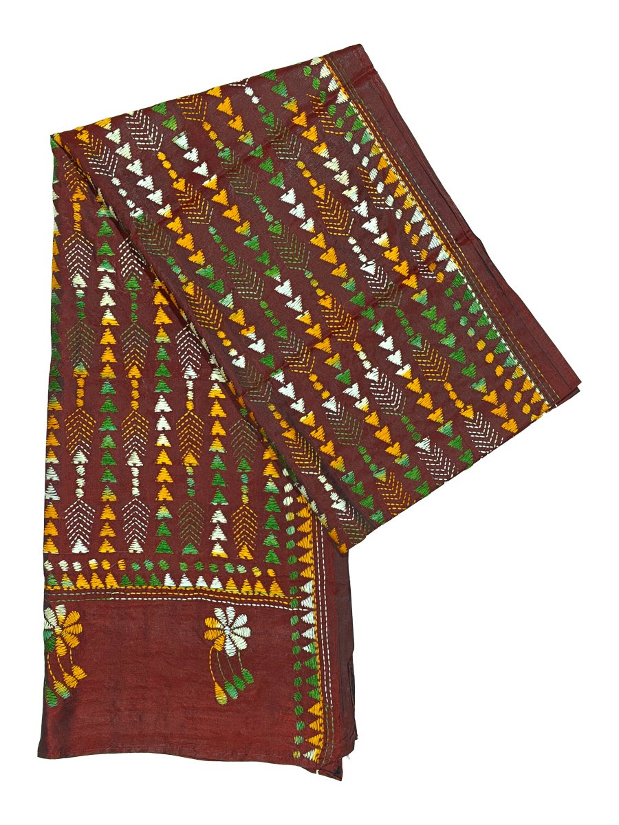 Kantha Stitched Silk Stole - Image 4