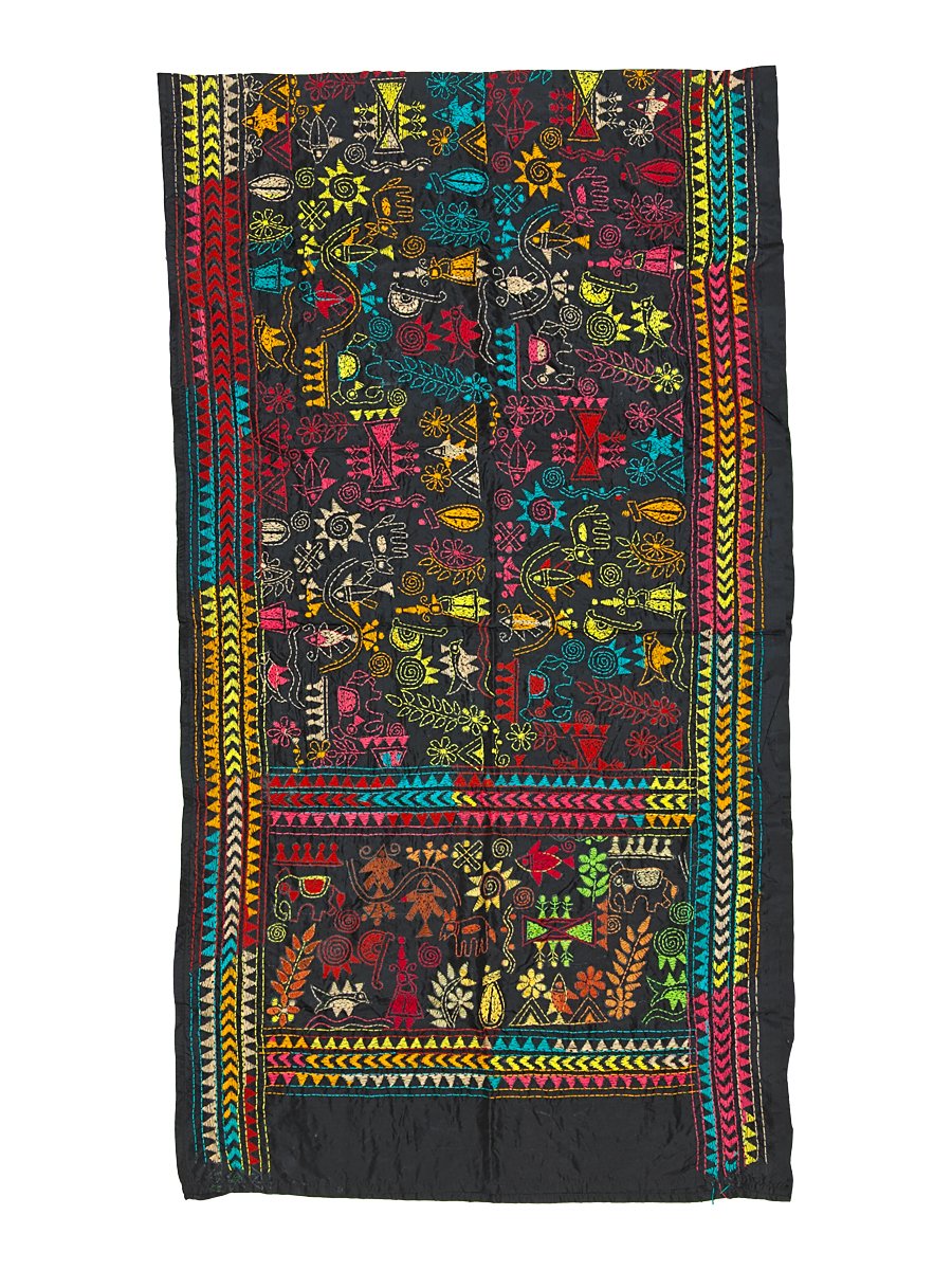Kantha Stitched Pure Silk Stole - Image 4