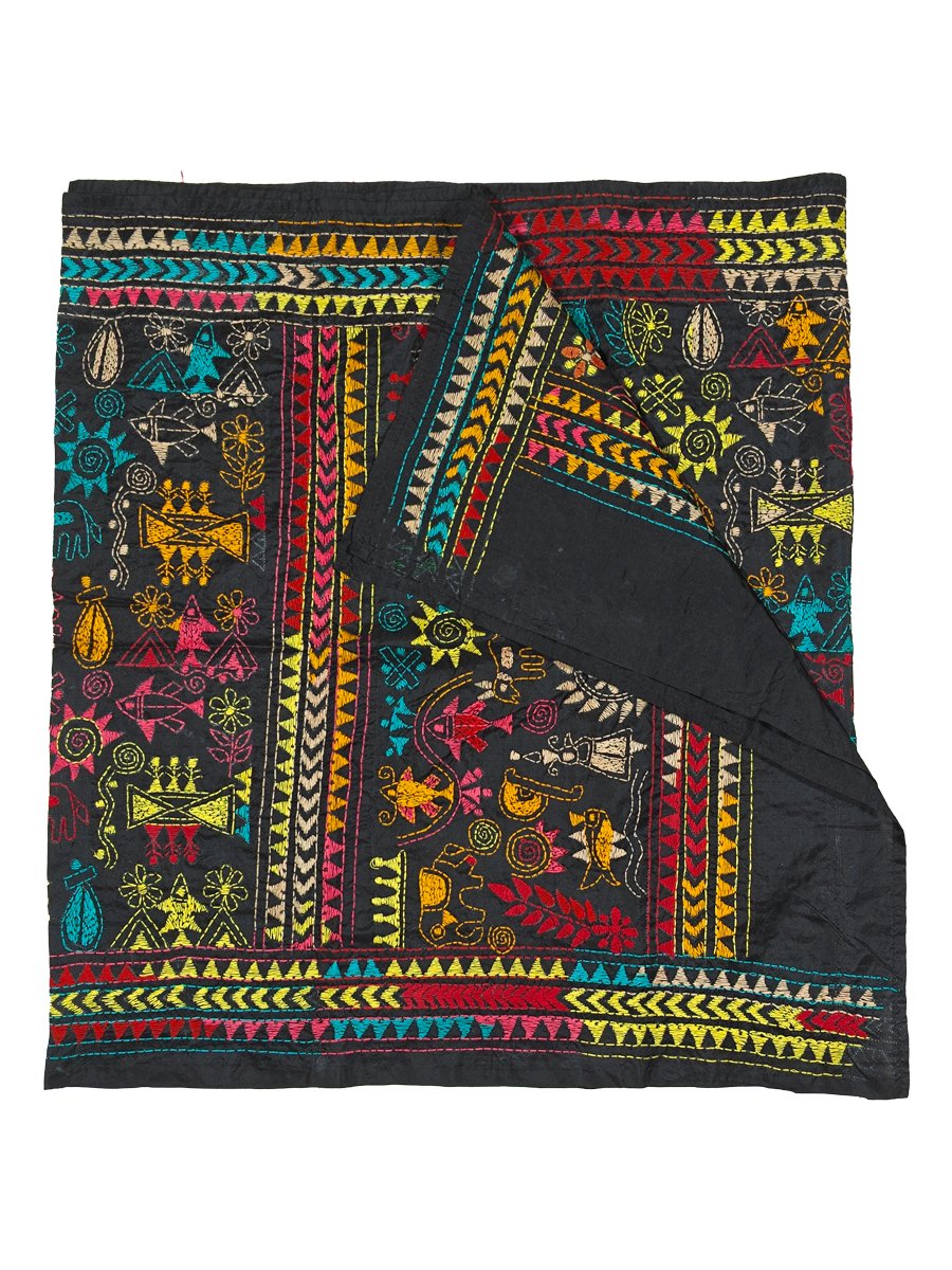 Kantha Stitched Pure Silk Stole - Image 3