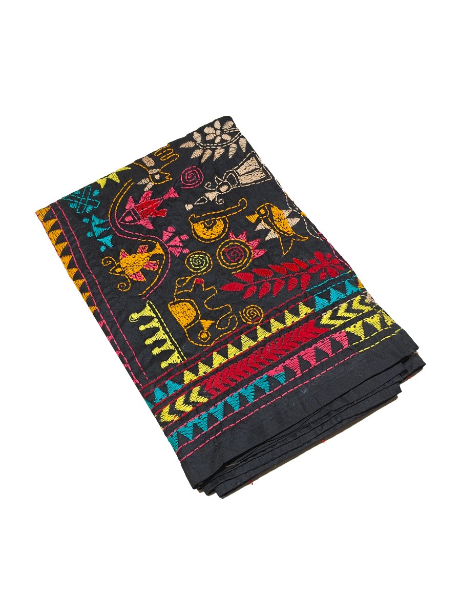 Kantha Stitched Pure Silk Stole - Image 2