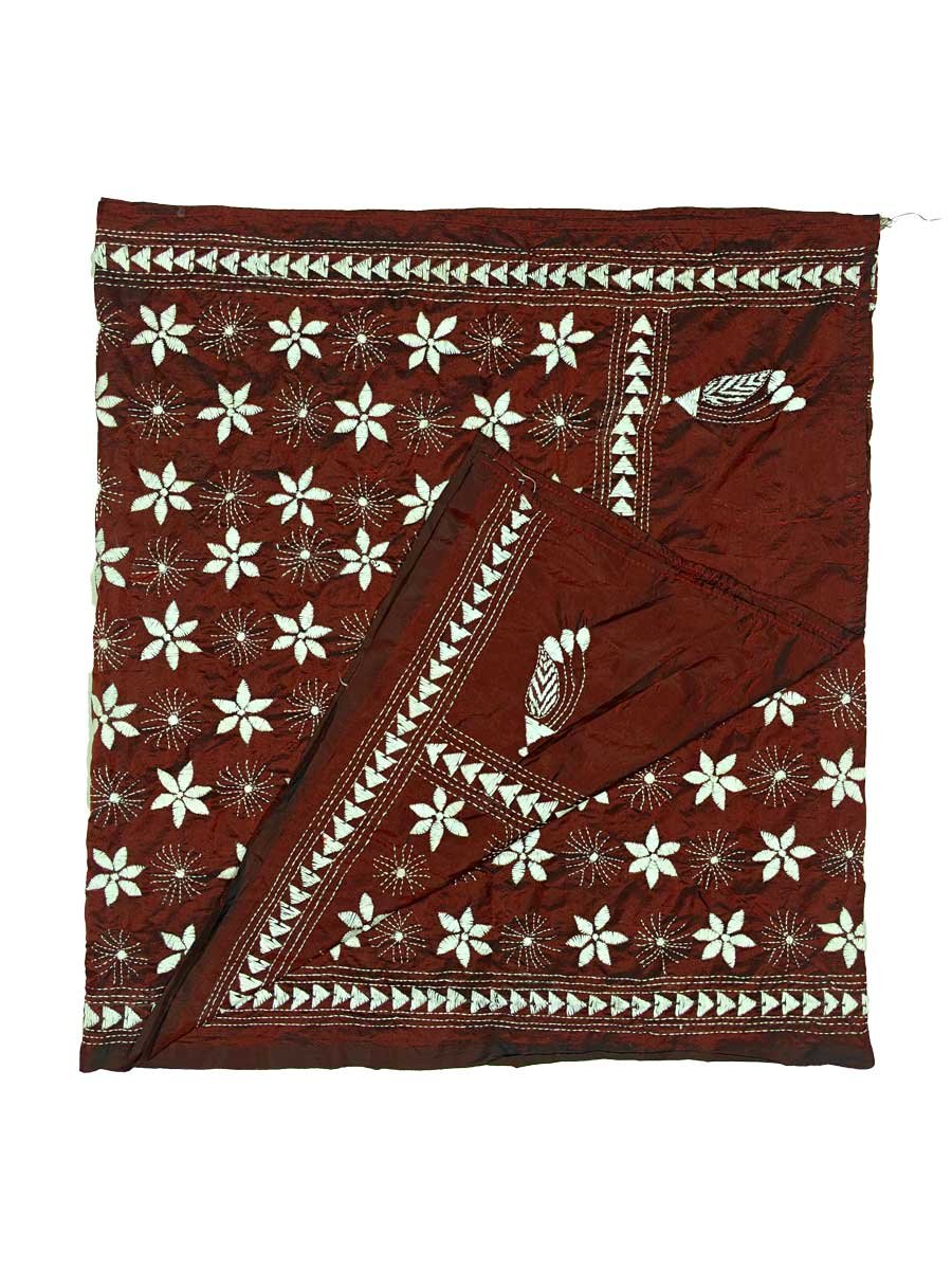 Kantha Stitched Silk Stole - Image 4