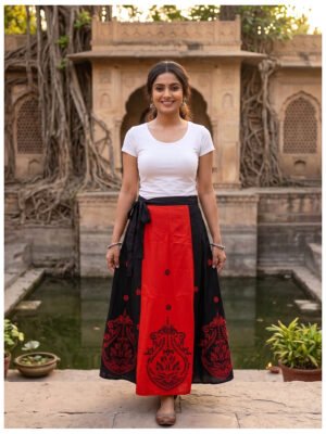 kantha wrap around skirt